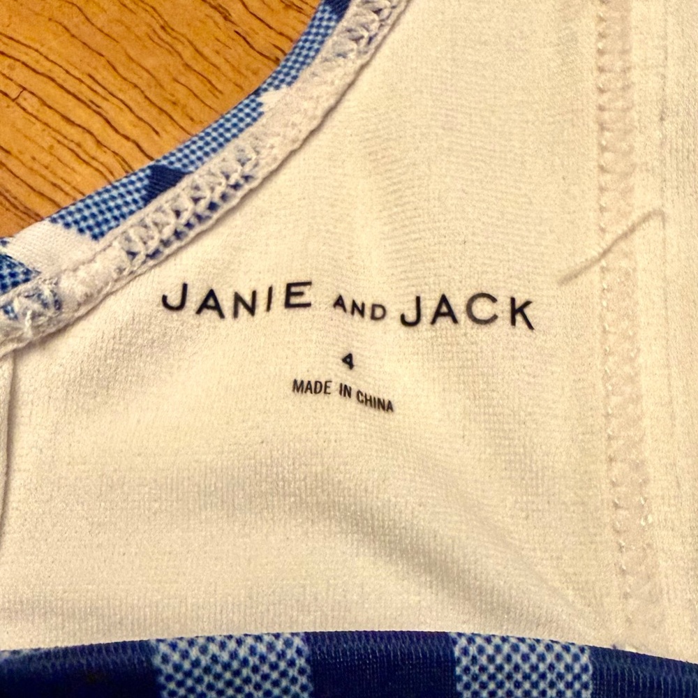 Janie and Jack Gingham Ruffle Swimsuit Set – Size 4T - Picture 3 of 3